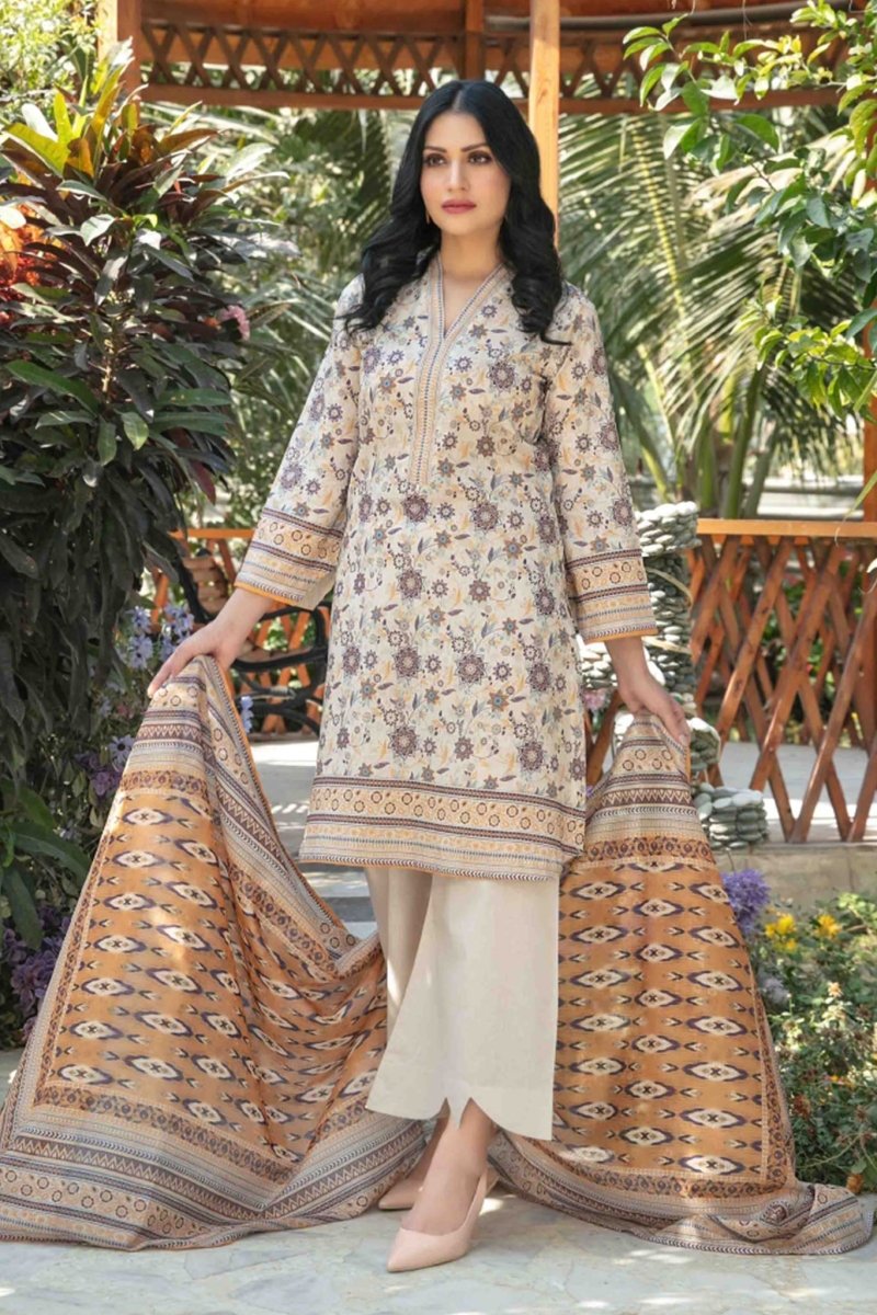Tawakkal Fabrics 3 Piece Stitched Digital Printed Bana Dora lawn Suit - D-1412