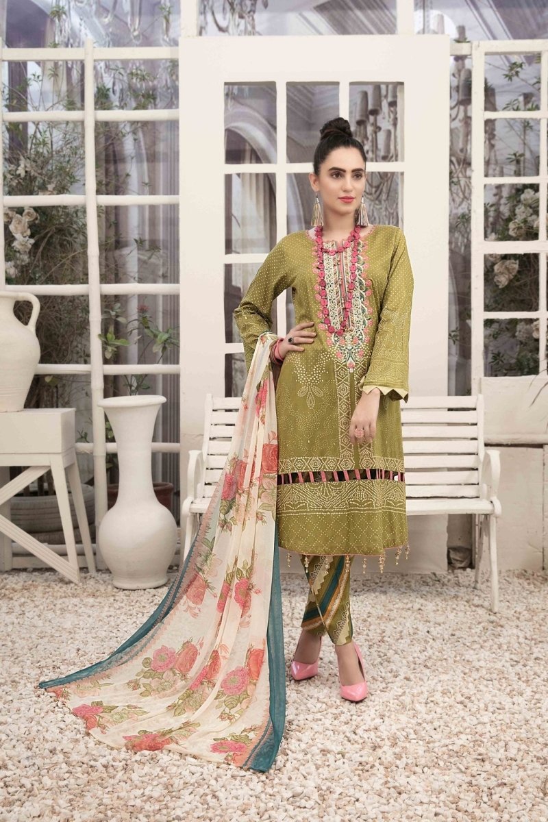 Amna Sohail By Tawakkal Fabrics 3 Piece Stitched Renee Chiffon Dupatta Suit D-1455-B