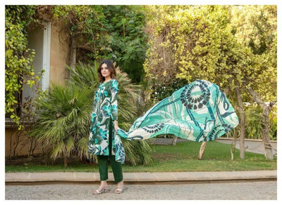 Tawakkal Fabrics 3 Piece Stitched Digital Printed Bana Dora Slub Lawn Suit - D-1508