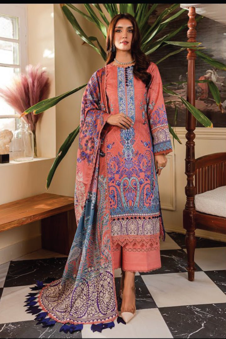 FIRDOUS 3 Piece Unstitched Digital Printed Cambric Suit - D-20340 B