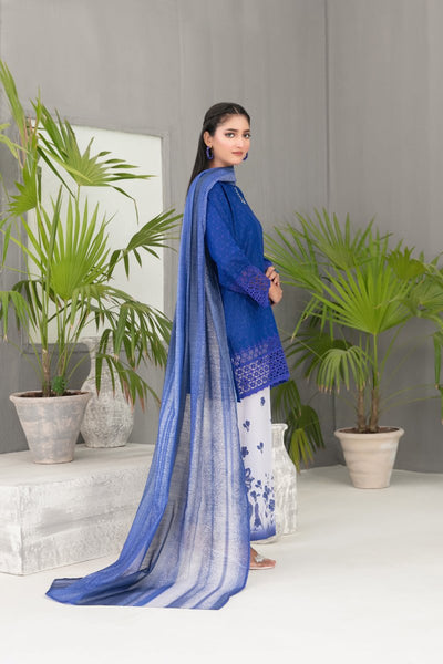 Tawakkal Fabrics 3 Piece Stitched Schiffli Embroidered Lawn Suit - D-2091