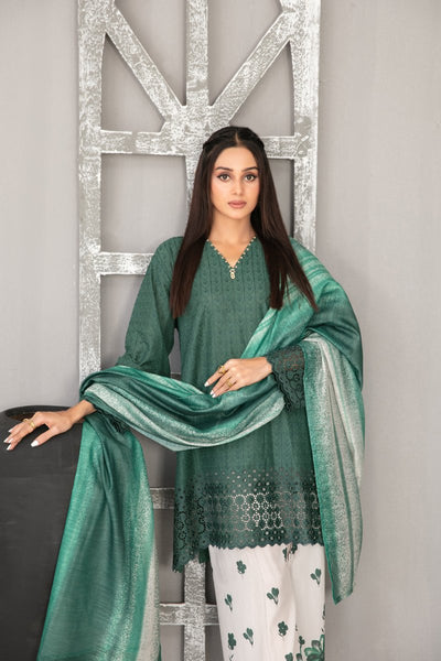 Tawakkal Fabrics 3 Piece Stitched Schiffli Embroidered Lawn Suit - D-2093