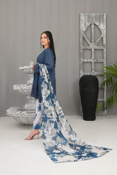 Tawakkal Fabrics 3 Piece Stitched Schiffli Embroidered Lawn Suit - D-2094