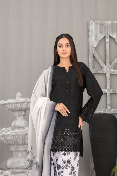 Tawakkal Fabrics 3 Piece Stitched Schiffli Embroidered Lawn Suit - D-2096