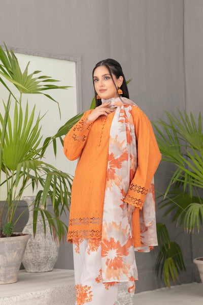 Tawakkal Fabrics 3 Piece Stitched Schiffli Embroidered Lawn Suit - D-2097