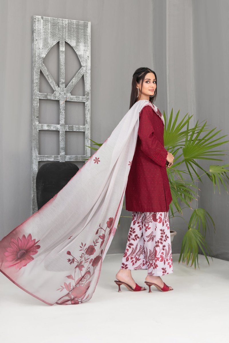 Tawakkal Fabrics 3 Piece Stitched Schiffli Embroidered Lawn Suit - D-2099
