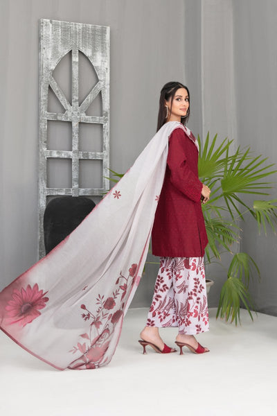 Tawakkal Fabrics 3 Piece Stitched Schiffli Embroidered Lawn Suit - D-2099