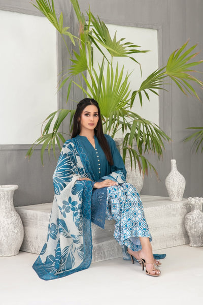 Tawakkal Fabrics 3 Piece Stitched Schiffli Embroidered Lawn Suit - D-2100