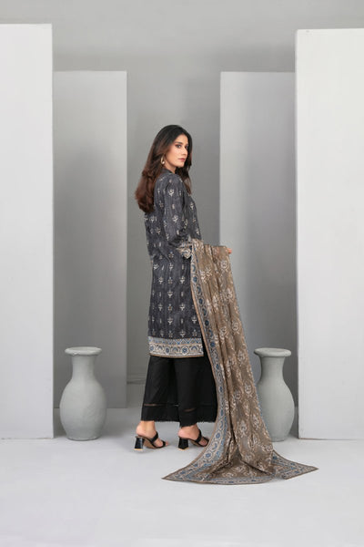 Tawakkal Fabrics 3 Piece Stitched Monochrome Digital Printed Lawn Suit - D-2192