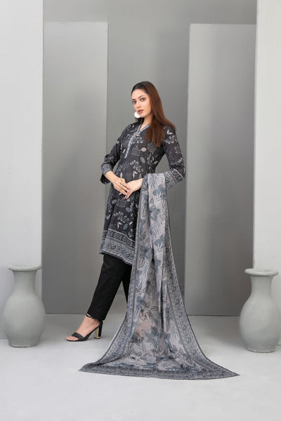 Tawakkal Fabrics 3 Piece Stitched Monochrome Digital Printed Lawn Suit - D-2193