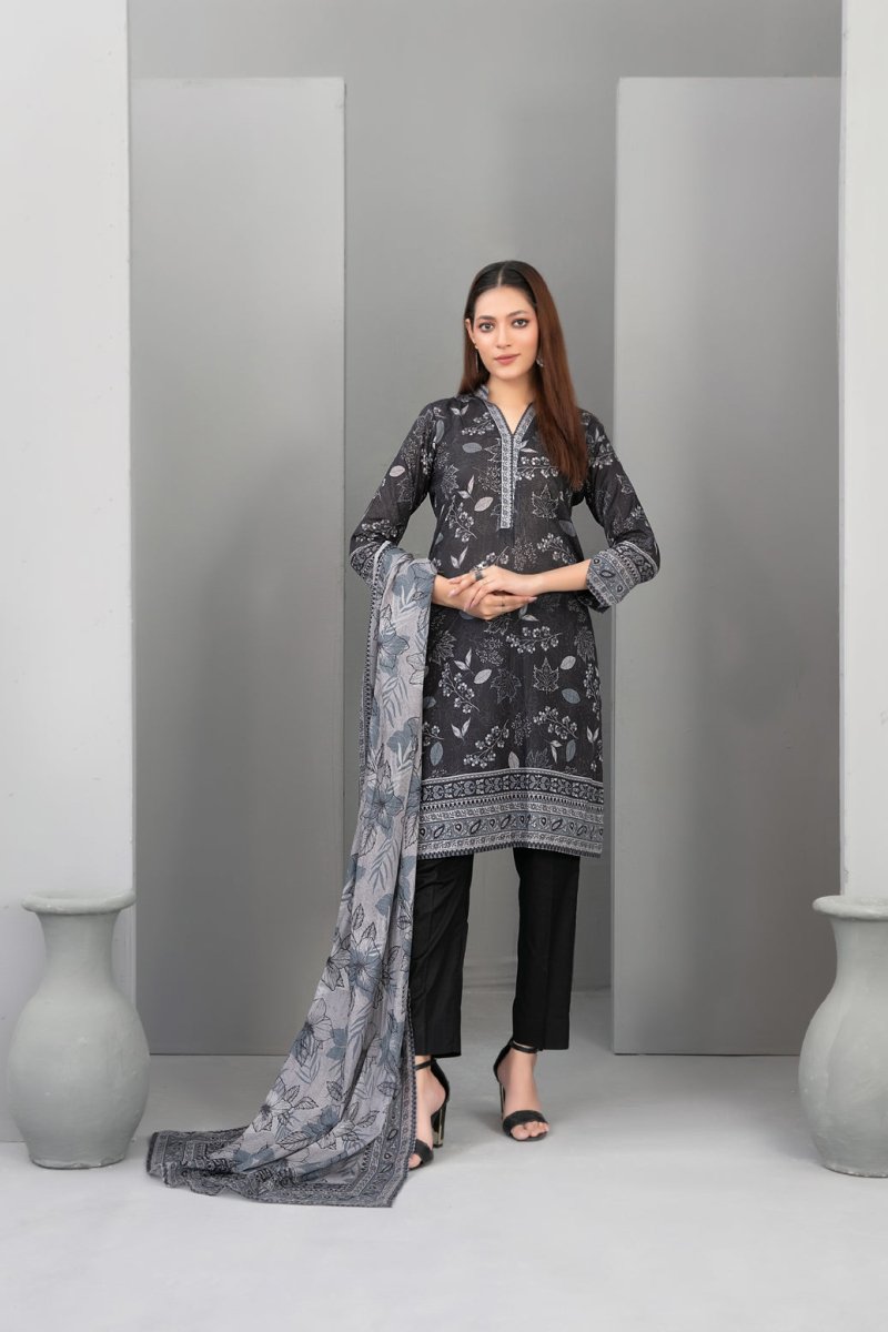 Tawakkal Fabrics 3 Piece Stitched Monochrome Digital Printed Lawn Suit - D-2193