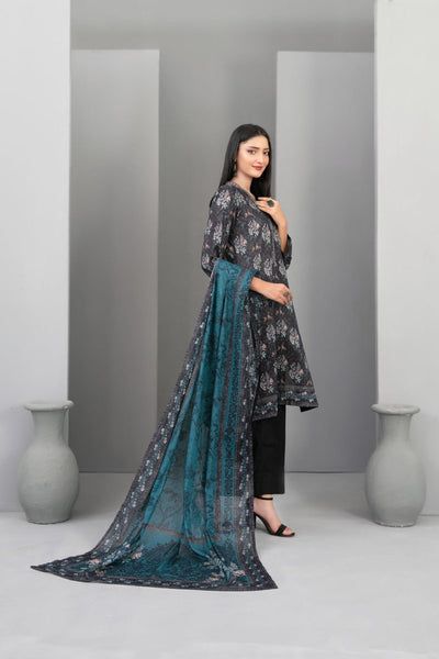Tawakkal Fabrics 3 Piece Stitched Monochrome Digital Printed Lawn Suit - D-2196