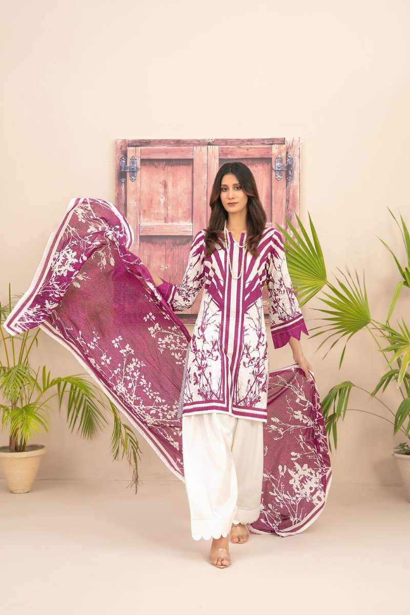 Tawakkal Fabrics 3 Piece Stitched Digital Printed Lawn Suit - D-2198