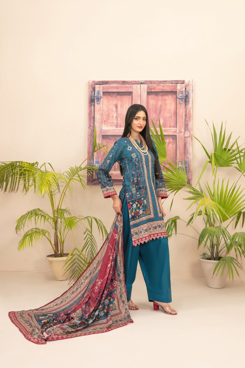 Tawakkal Fabrics 3 Piece Stitched Digital Printed Lawn Suit - D-2199