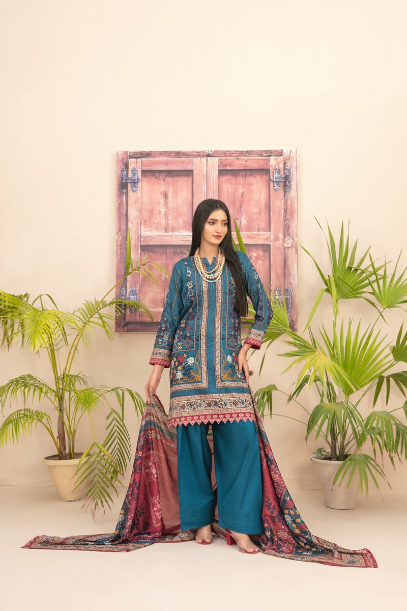 Tawakkal Fabrics 3 Piece Stitched Digital Printed Lawn Suit - D-2199