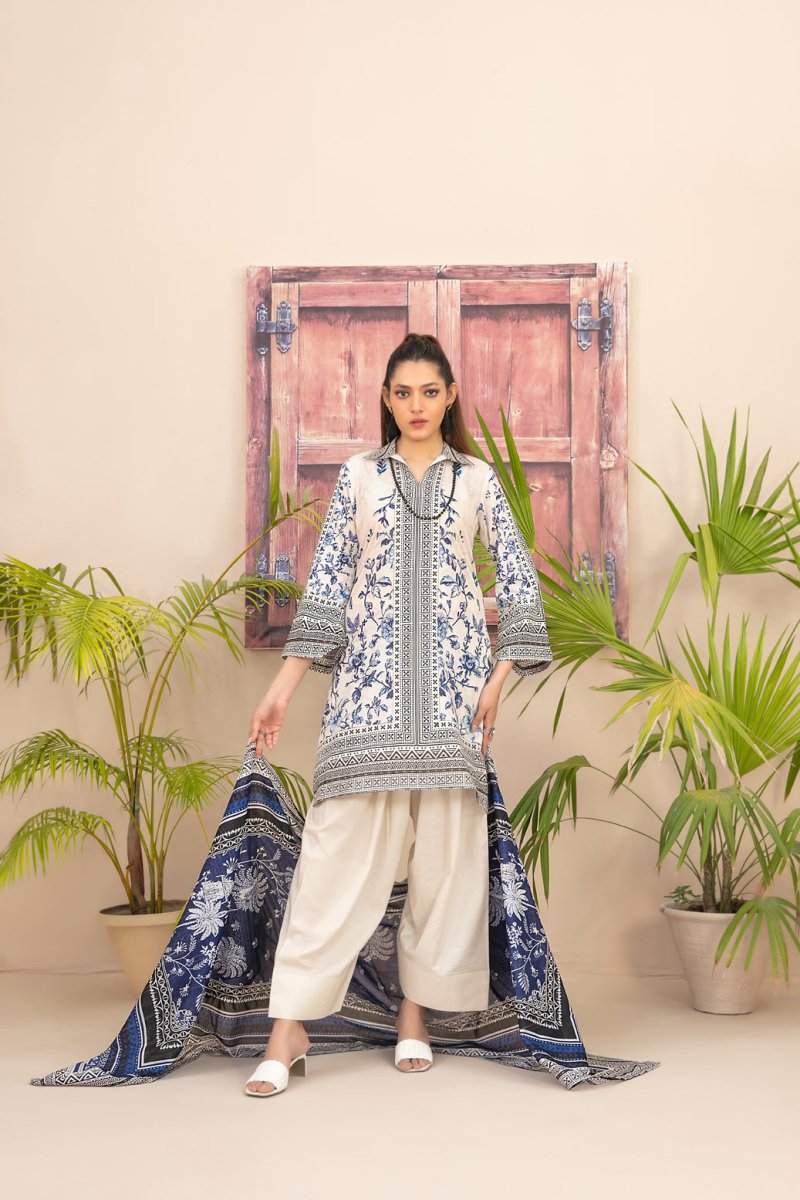 Tawakkal Fabrics 3 Piece Stitched Digital Printed Lawn Suit - D-2201