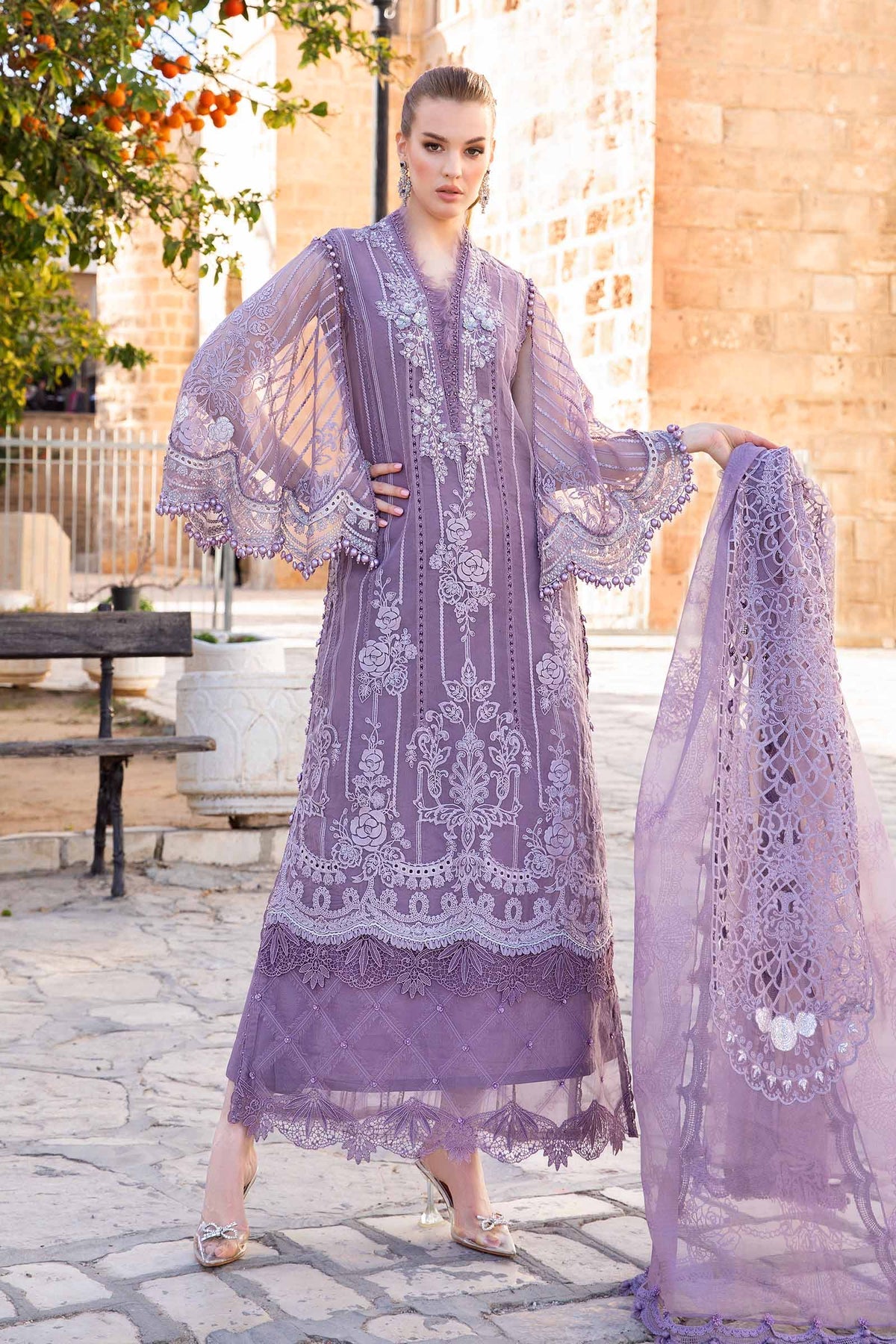 Maria. B 03 Piece Unstitched Printed Embroidered Lawn Suit - D-2401-A