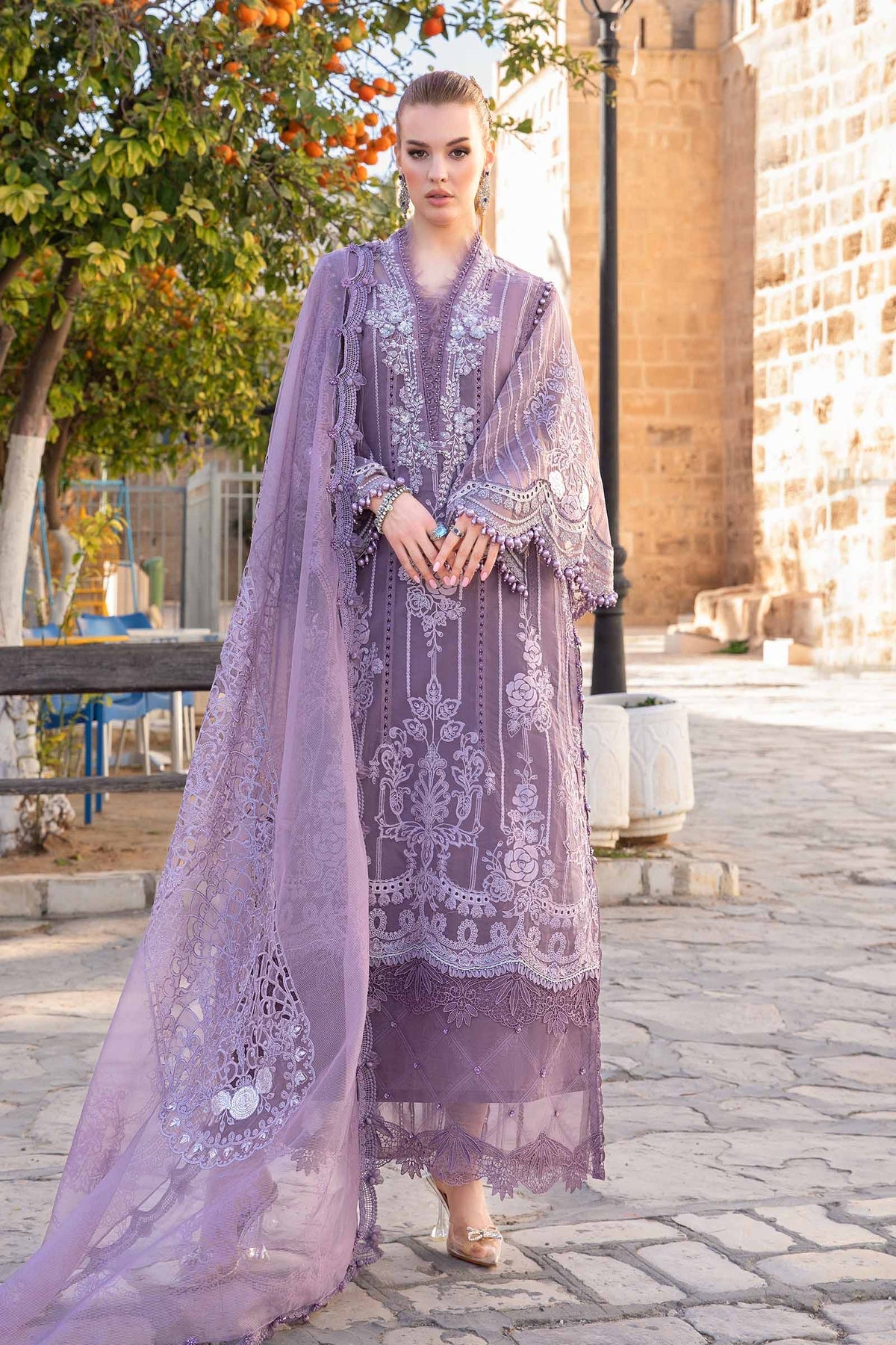 Maria. B 03 Piece Unstitched Printed Embroidered Lawn Suit - D-2401-A