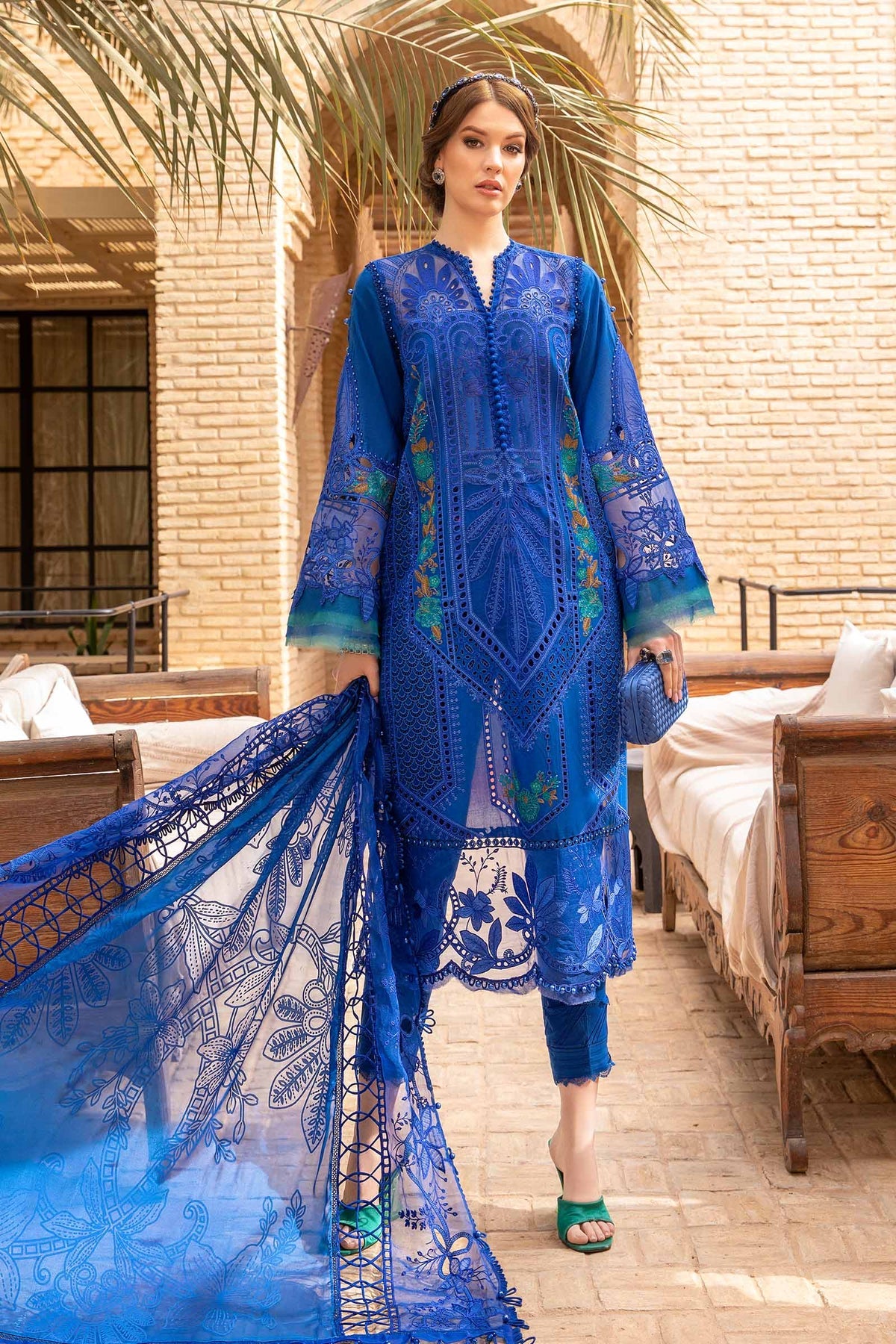 Maria. B 03 Piece Unstitched Printed Embroidered Lawn Suit - D-2404-B