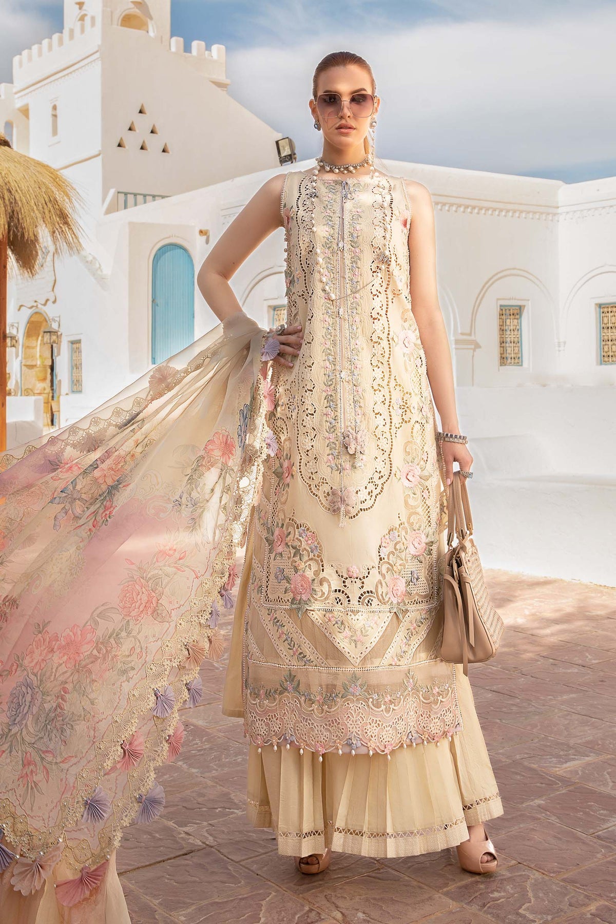 Maria. B 03 Piece Unstitched Printed Embroidered Lawn Suit - D-2406-B