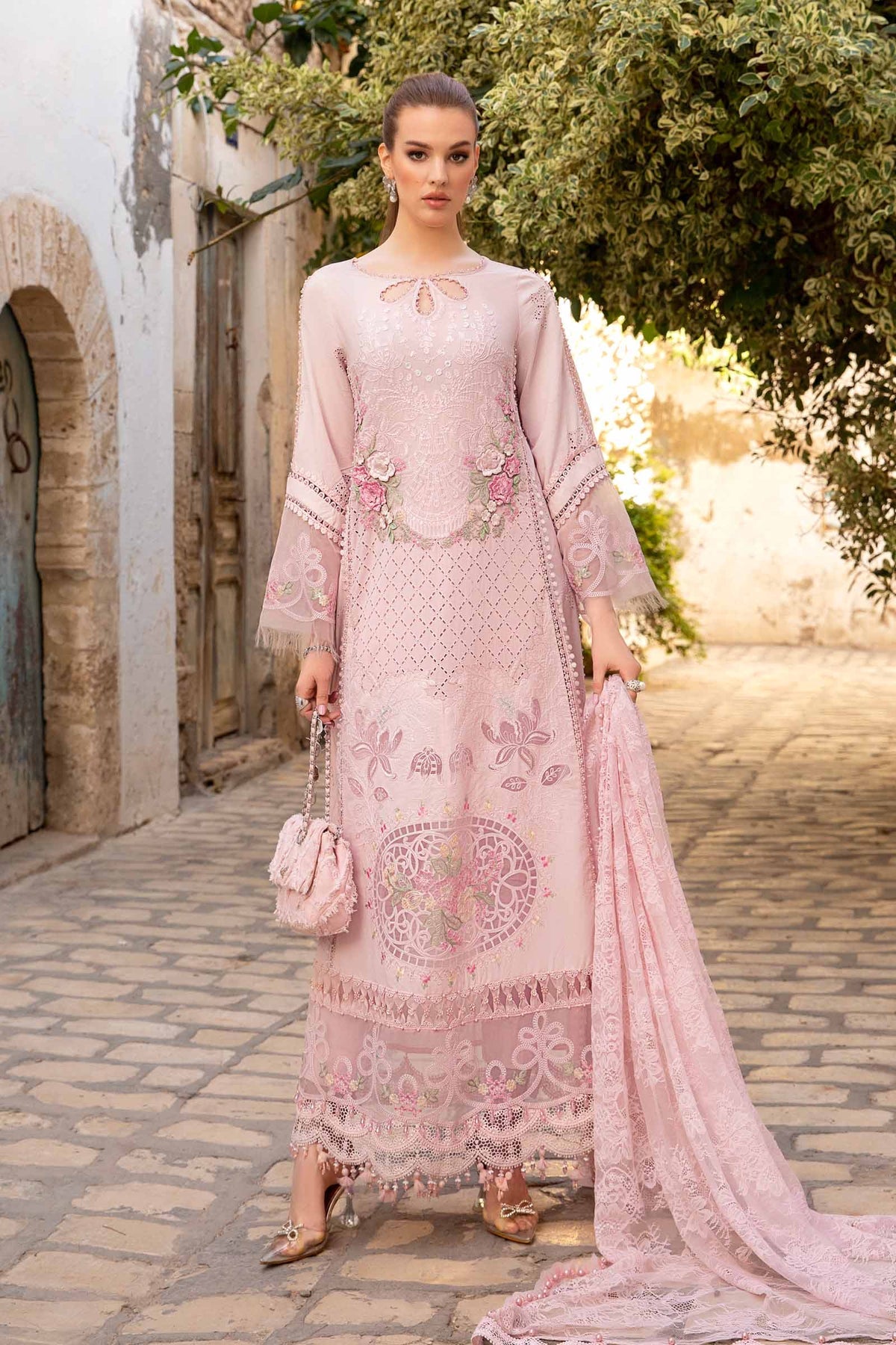 Maria. B 03 Piece Unstitched Printed Embroidered Lawn Suit - D-2411-A