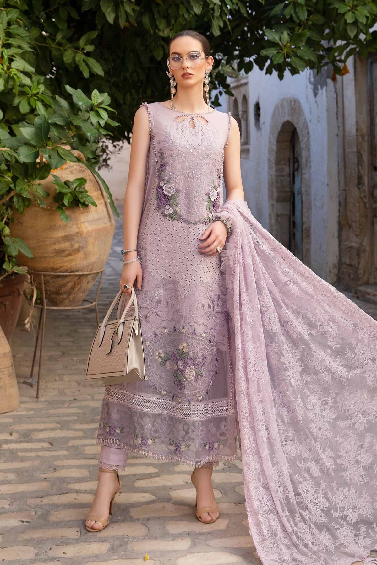 Maria. B 03 Piece Unstitched Printed Embroidered Lawn Suit - D-2411-B