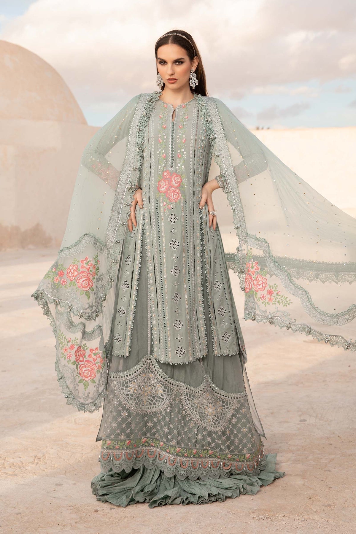Maria. B 03 Piece Unstitched Printed Embroidered Lawn Suit - D-2412-B