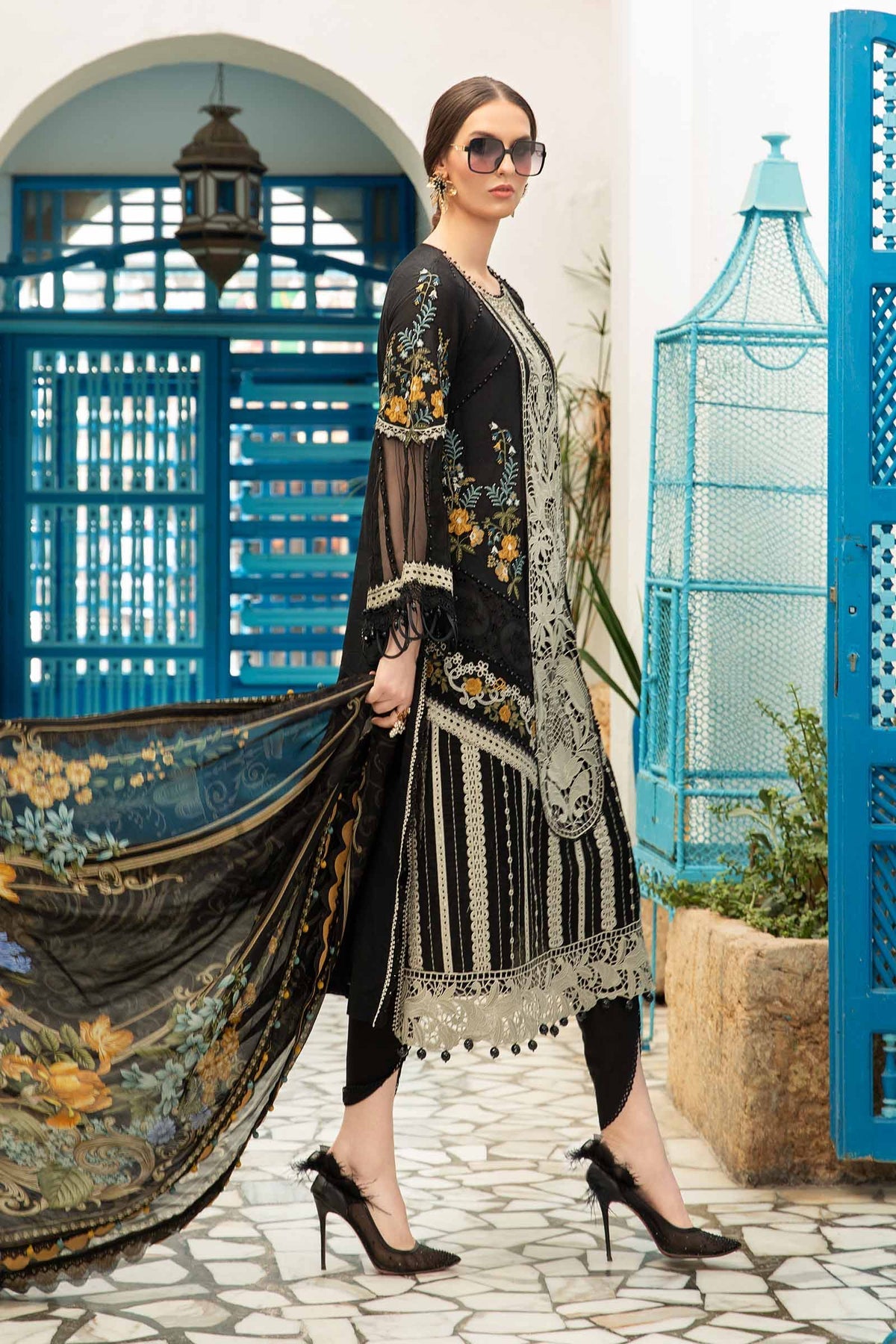 Maria. B 03 Piece Unstitched Printed Embroidered Lawn Suit - D-2415-B