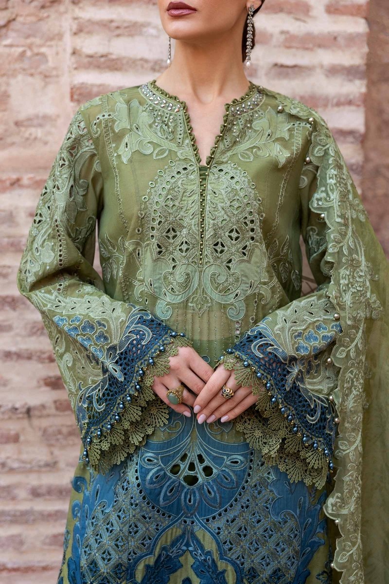 Maria. B 3 Piece Unstitched Embroidered Paper Cotton Suit - D-2501-A