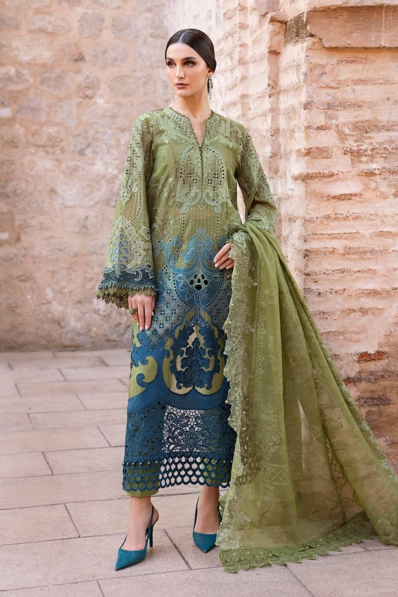 Maria. B 3 Piece Unstitched Embroidered Paper Cotton Suit - D-2501-A