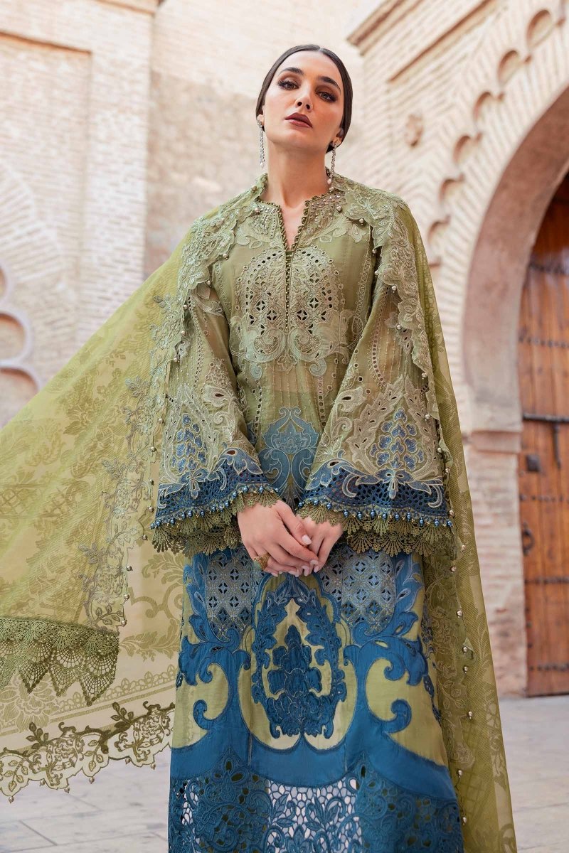Maria. B 3 Piece Unstitched Embroidered Paper Cotton Suit - D-2501-A