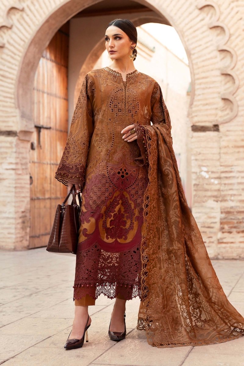 Maria. B 3 Piece Unstitched Embroidered Paper Cotton Suit - D-2501-B