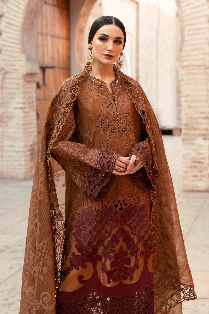 Maria. B 3 Piece Unstitched Embroidered Paper Cotton Suit - D-2501-B