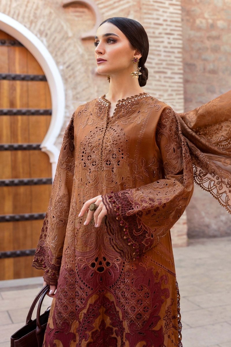 Maria. B 3 Piece Unstitched Embroidered Paper Cotton Suit - D-2501-B
