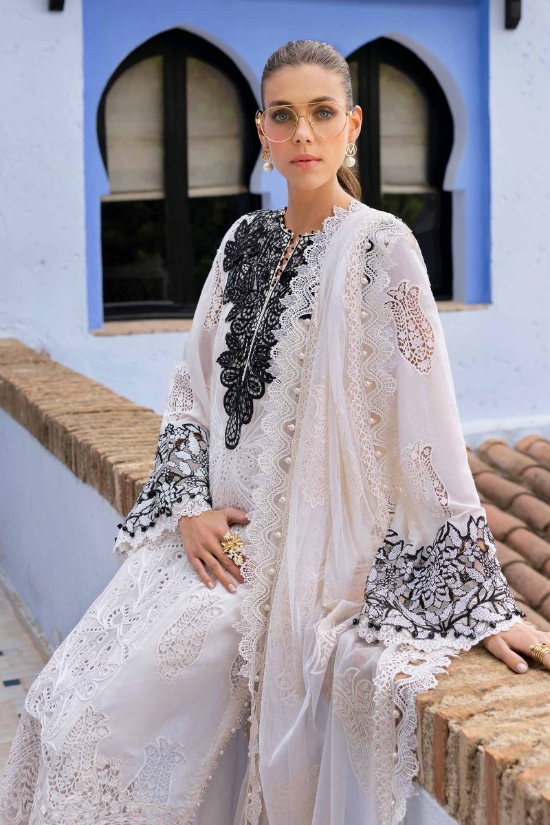Maria. B 3 Piece Unstitched Embroidered Paper Cotton Suit - D-2505-A