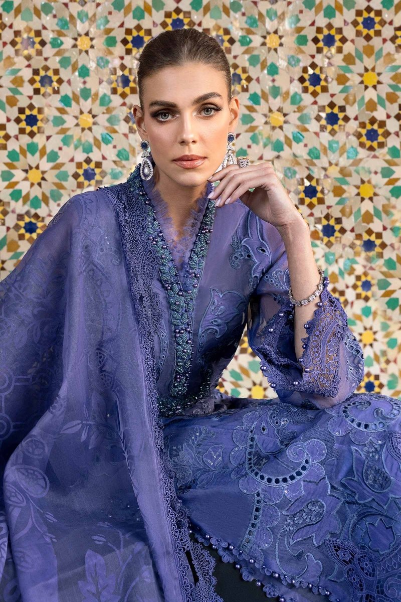 Maria. B 3 Piece Unstitched Embroidered Organza Suit - D-2506-B
