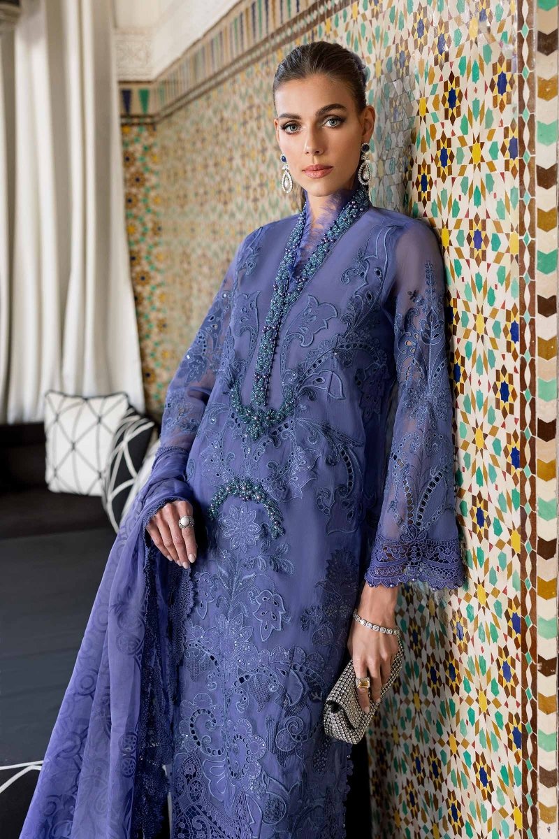 Maria. B 3 Piece Unstitched Embroidered Organza Suit - D-2506-B
