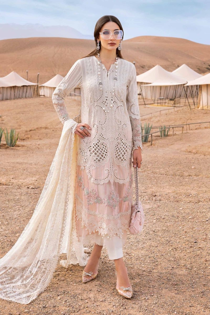 Maria. B 3 Piece Unstitched Embroidered Dobby Lawn Suit - D-2515-A