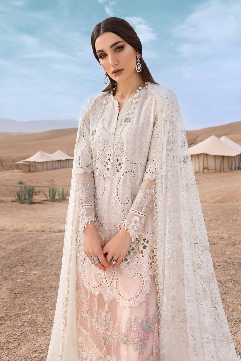 Maria. B 3 Piece Unstitched Embroidered Dobby Lawn Suit - D-2515-A