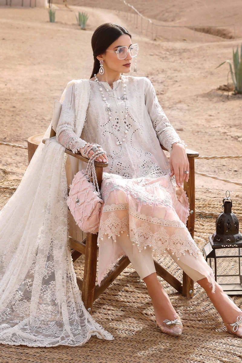 Maria. B 3 Piece Unstitched Embroidered Dobby Lawn Suit - D-2515-A