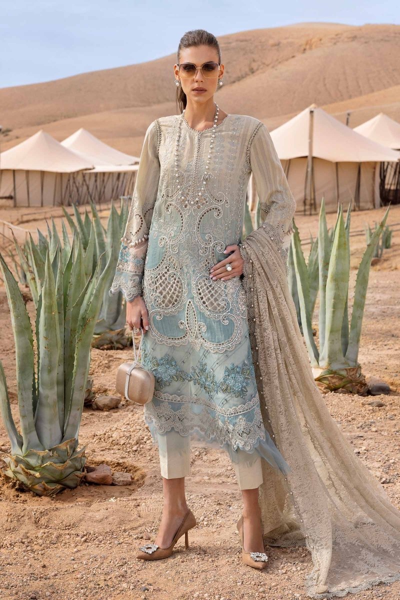 Maria. B 3 Piece Unstitched Embroidered Dobby Lawn Suit - D-2515-B