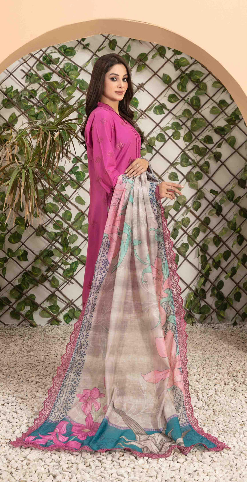 Tawakkal Fabrics 3 Piece Stitched Fancy Heavy Schiffli Embroidered Lawn Suit - D-2546