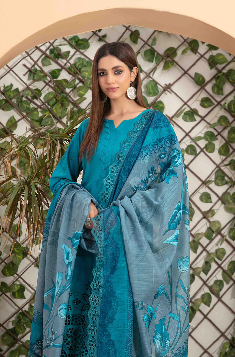 Tawakkal Fabrics 3 Piece Stitched Fancy Heavy Schiffli Embroidered Lawn Suit - D-2547