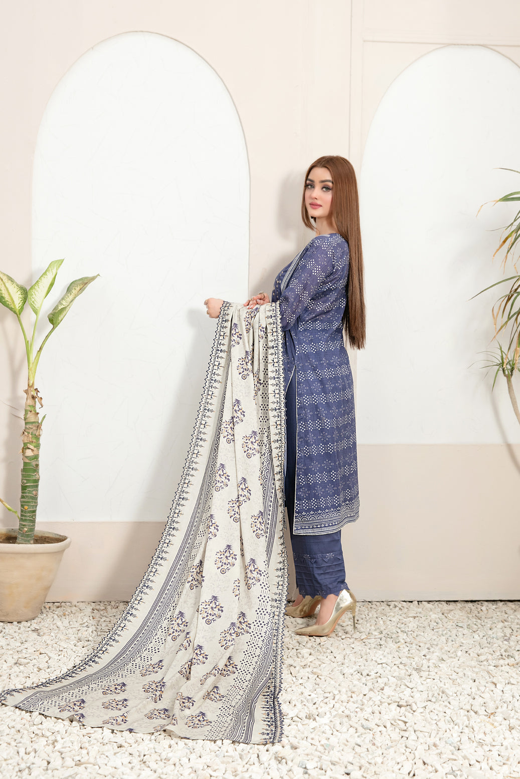 Tawakkal Fabrics 3 Piece Stitched Embroidered Digital Printed Lawn Suit - D-2772