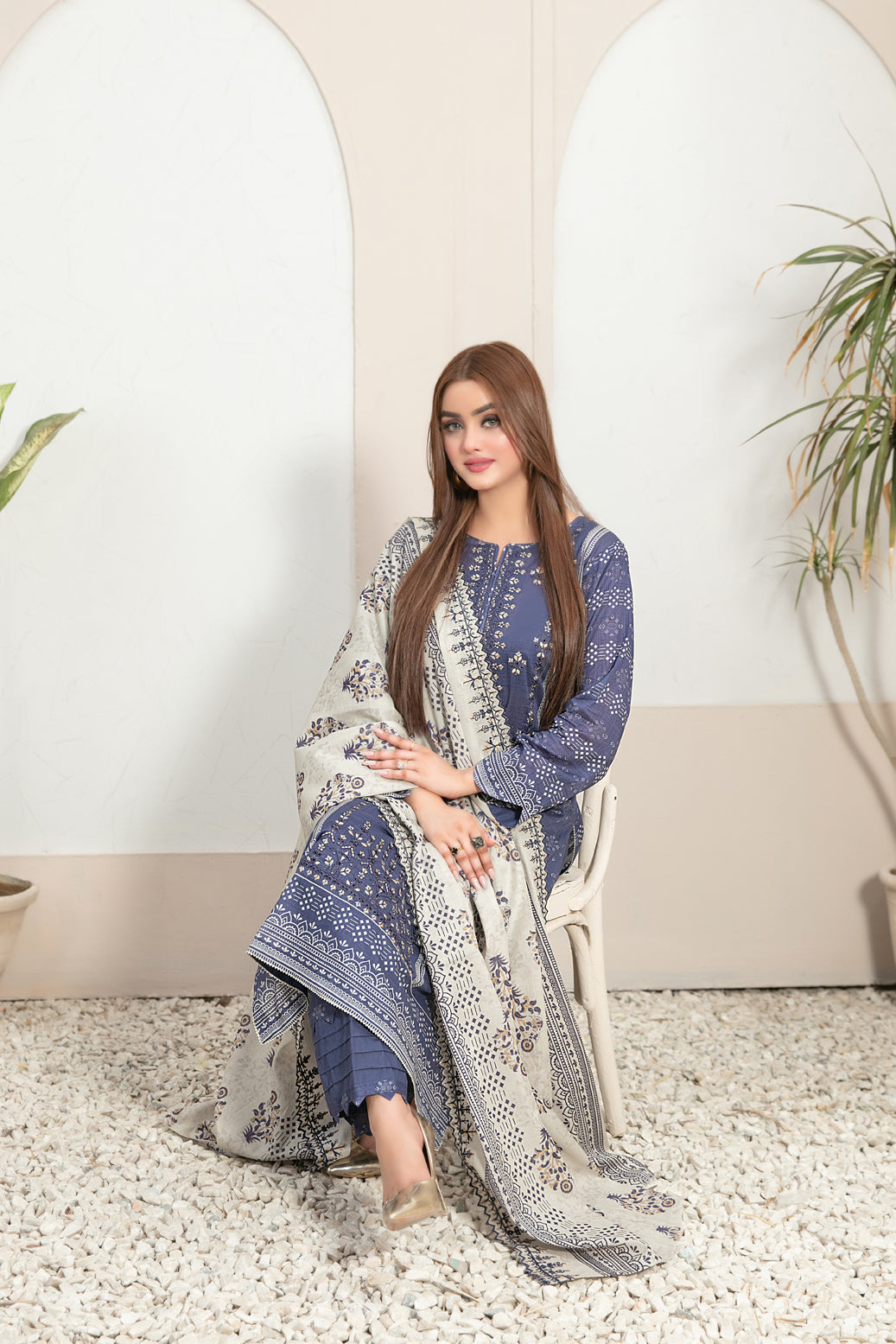 Tawakkal Fabrics 3 Piece Stitched Embroidered Digital Printed Lawn Suit - D-2772