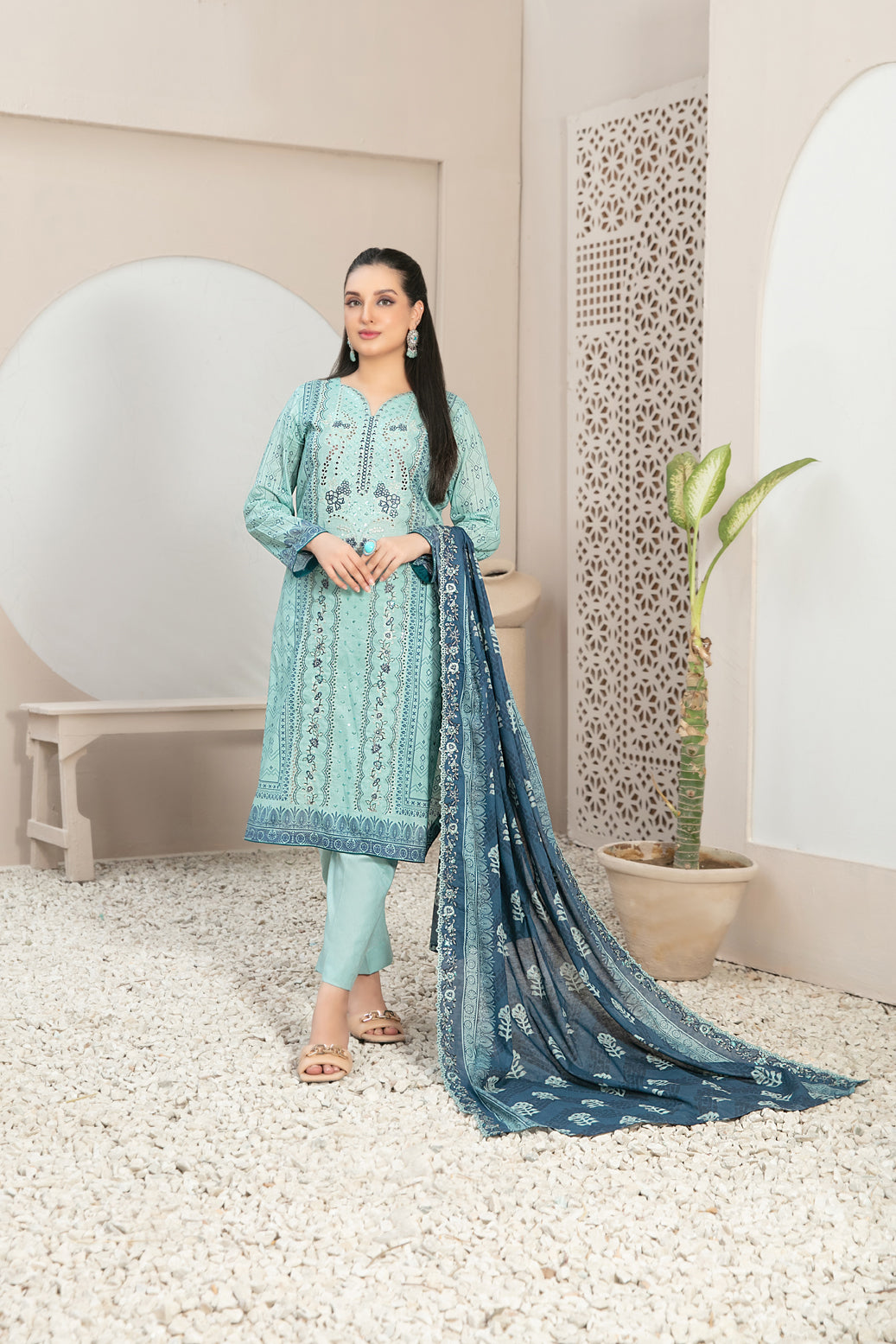 Tawakkal Fabrics 3 Piece Stitched Embroidered Digital Printed Lawn Suit - D-2778