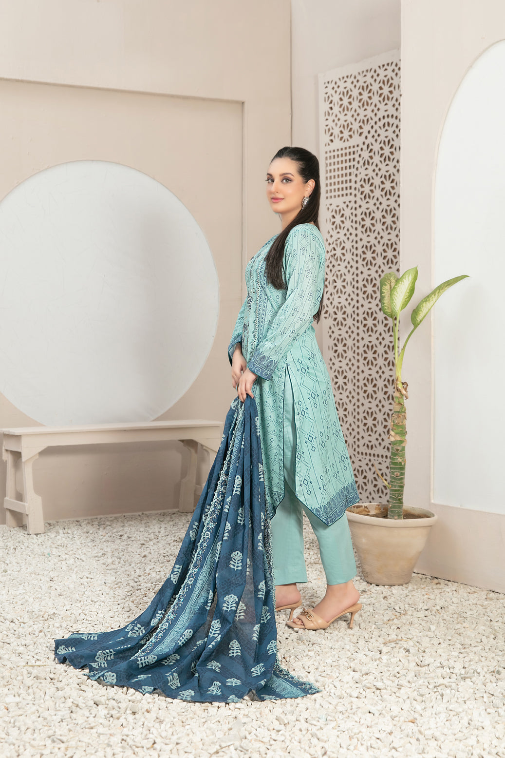 Tawakkal Fabrics 3 Piece Stitched Embroidered Digital Printed Lawn Suit - D-2778