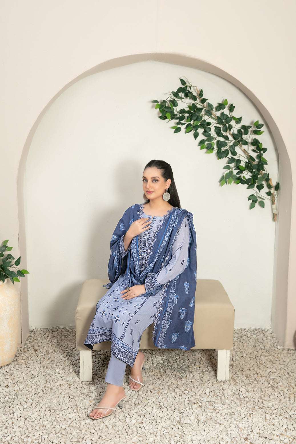 Tawakkal Fabrics 3 Piece Stitched Embroidered Digital Printed Lawn Suit - D-2780