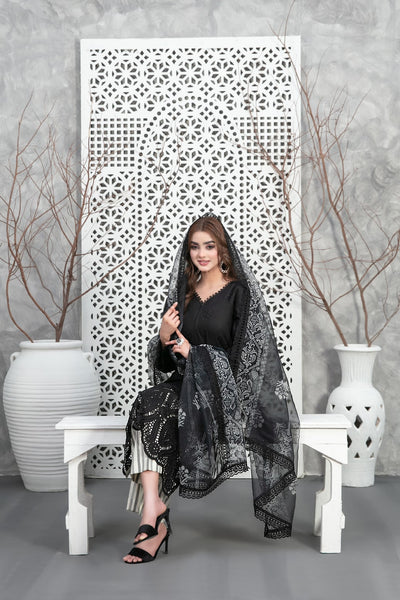 Tawakkal Fabrics 3 Piece Stitched Heavy Schiffli Embroidered Lawn Suit - D-2925