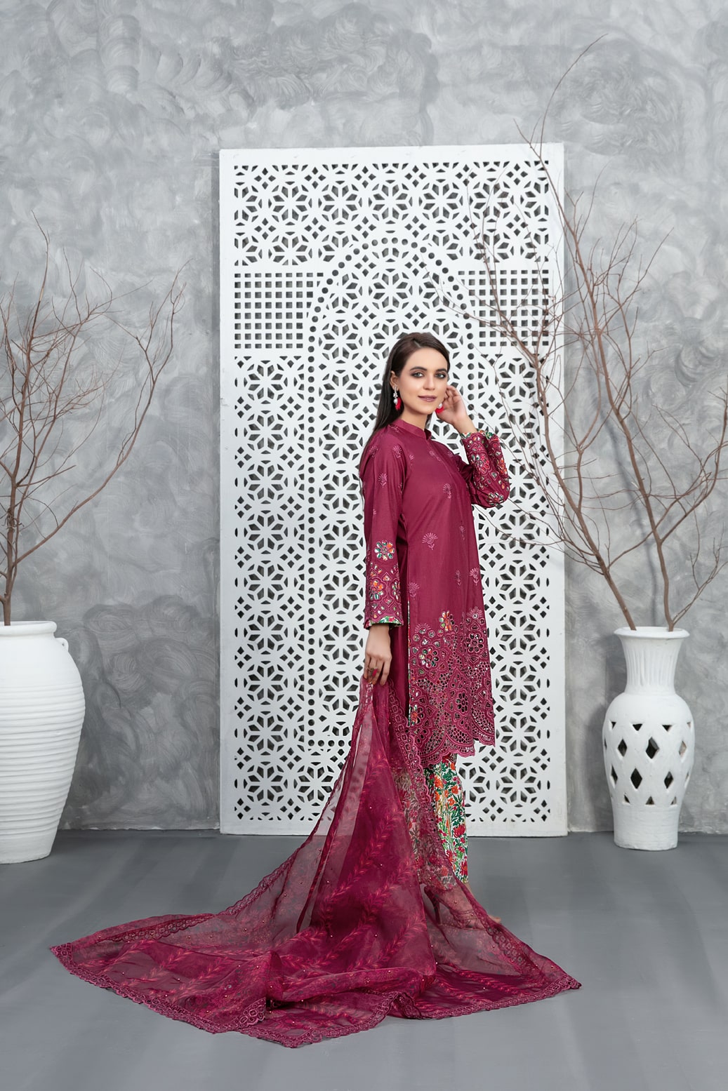 Tawakkal Fabrics 3 Piece Stitched Heavy Schiffli Embroidered Lawn Suit - D-2926